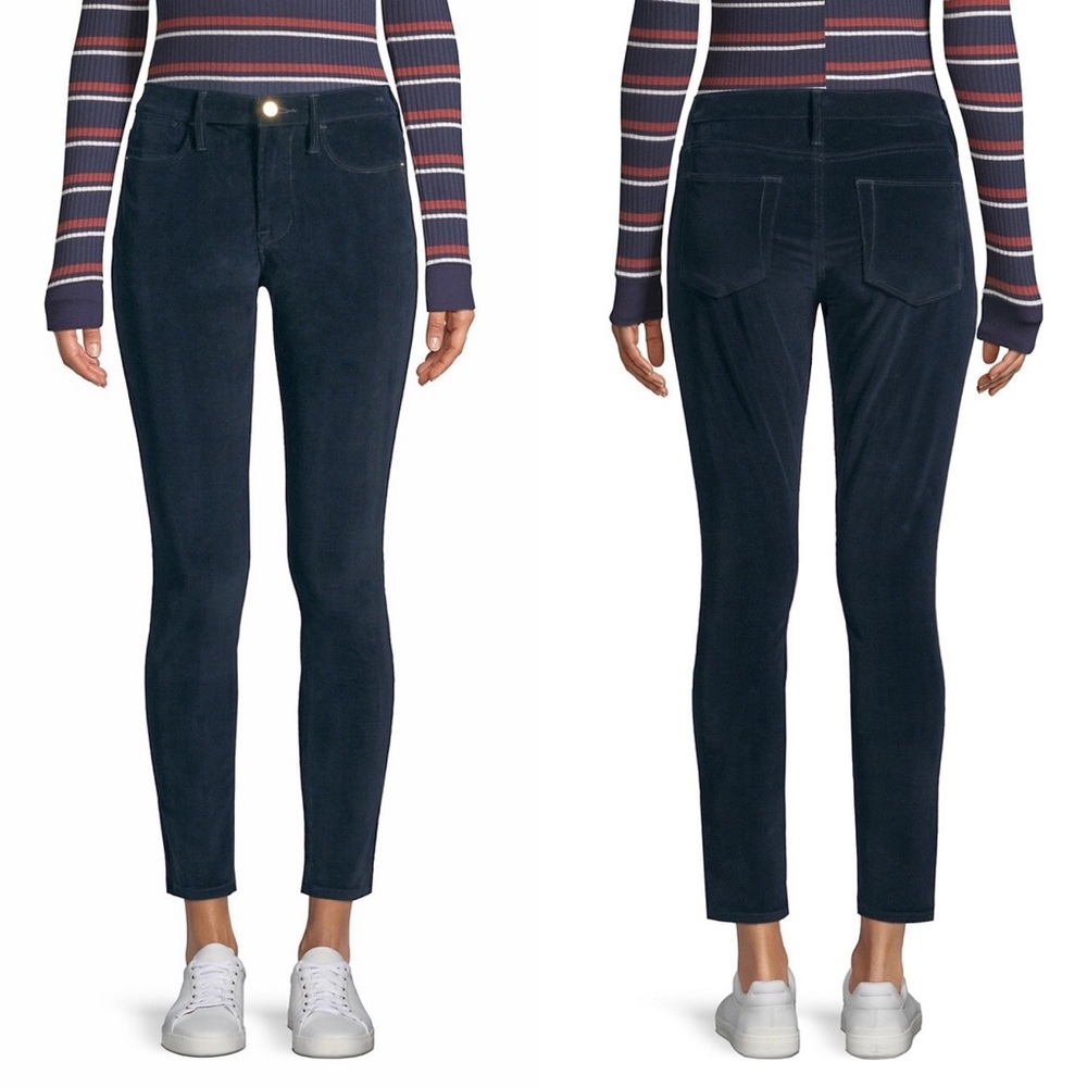 FRAME Le High Skinny Corduroy Pants Navy Blue NEW